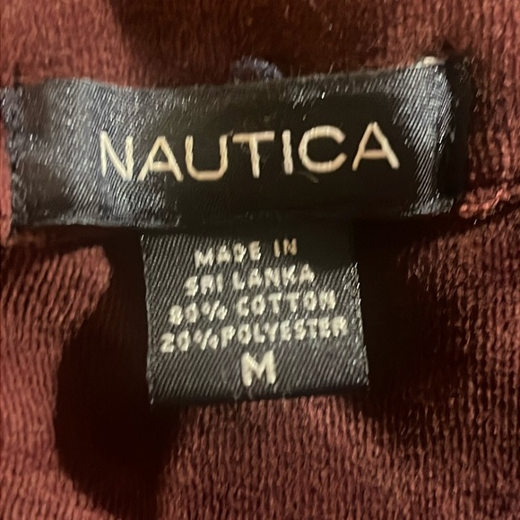 Nautica Velour Brown Quarter -Zip Pullover Sz M Mens - Picture 7 of 10